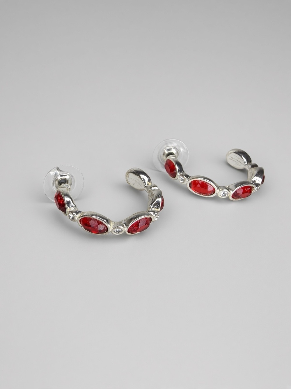 Avon Signature Collection July Birthstone Hoop Earrings Ruby Red ~1” NEW IN BOX